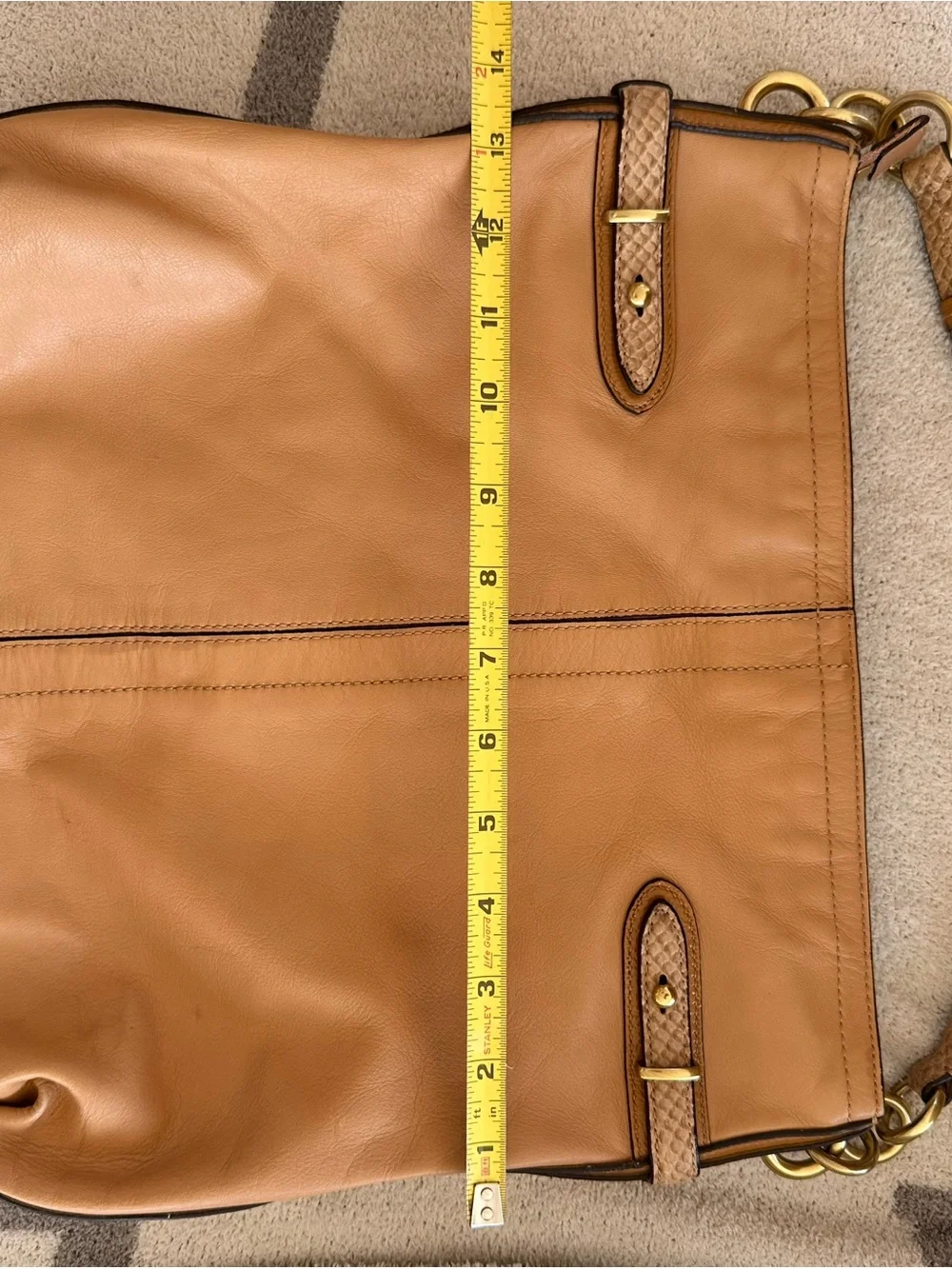 Coach Tan Leather Hobo Bag with Gold-Tone Hardware